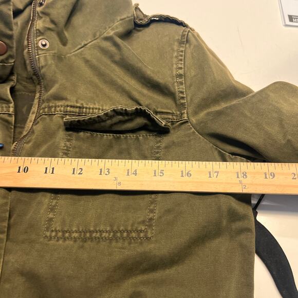 Zara Olive Green Parka Utility Jacket Small - Picture 5 of 6